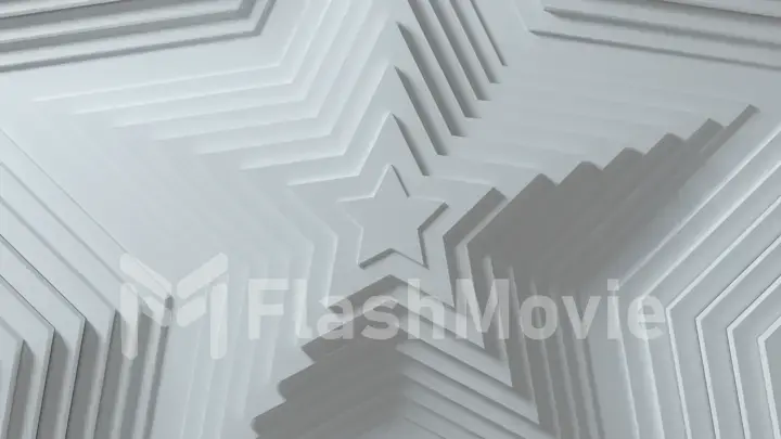 Abstract star pattern with offset effect and smooth white color. Animation of white blank stars. Abstract background for business presentation. 3d illustration