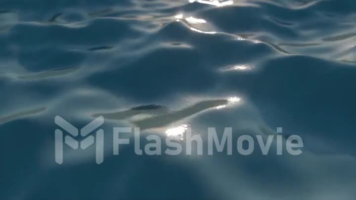 Bright blue sea wave surface in motion