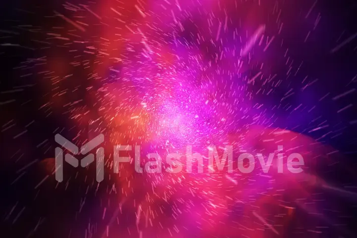 Crazy fast flight in hyperspace of space among nebulae and stars with flares 3d illustration