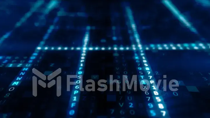 Animation of Abstract Blue Technology Background. Hexadecimal Computer Code. Programming Coding Hacker concept 3d illustration