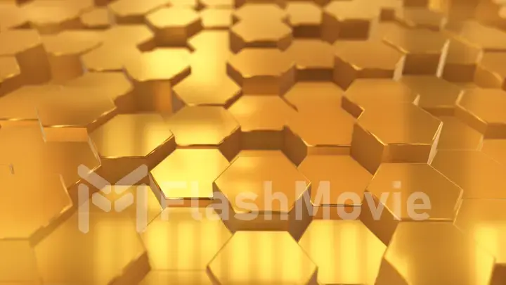 Abstract 3d illustration background made of shining golden hexagons