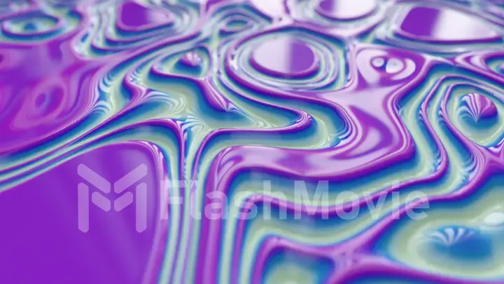 Moving random wavy texture. Psychedelic animated background. Transform abstract curved shapes. 3d illustration