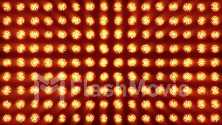 The wall of incandescent lamps is bright. LED background