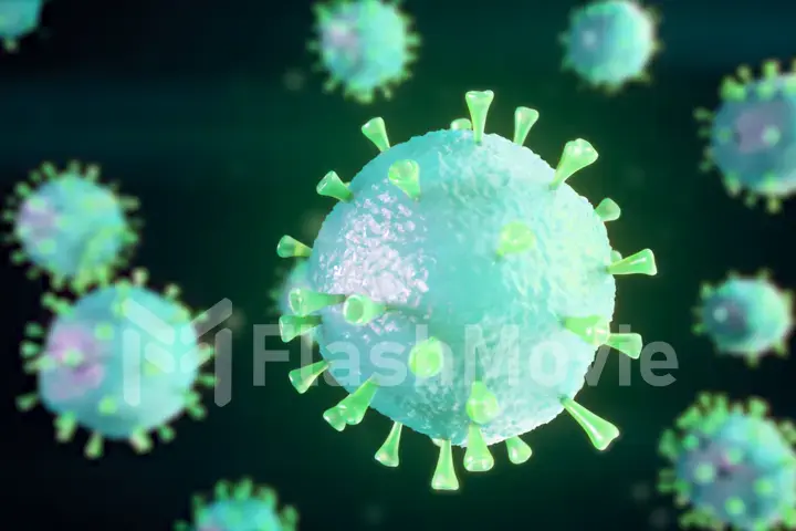 Virus infections medical symbol represented by a group of green bacterial intruder cells causing sickness and disease to healthy patients.