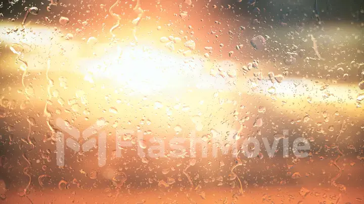 The sun in the clouds shines through the glass in the rain drops illustration