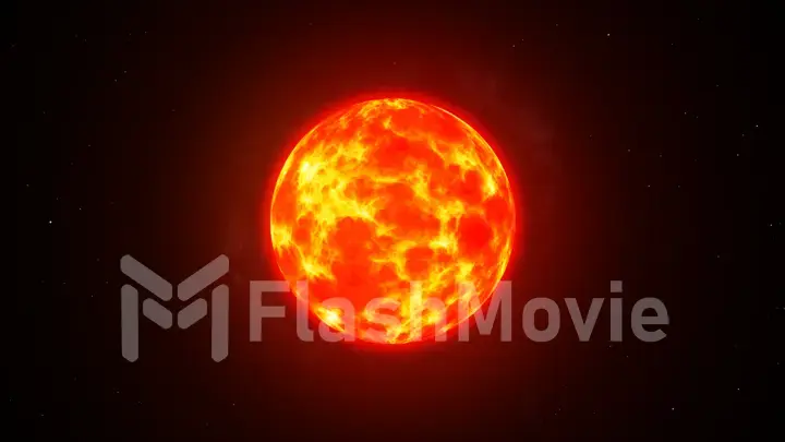 The burning sun in space among the stars