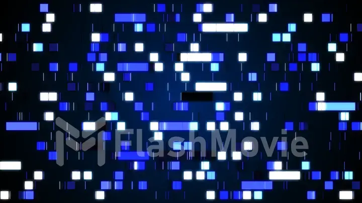 Glitched shapes. Random digital signal error. Abstract contemporary background made of blue pixel mosaic illustration