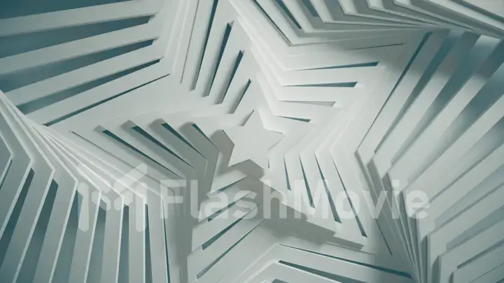 Abstract star pattern with offset effect and smooth white color. Animation of white blank stars. Abstract background for business presentation. 3d illustration