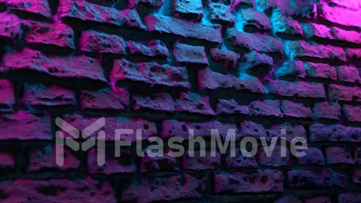 Empty brick wall with neon light, copy space. Light effect on a brick wall background. Modern light spectrum. Empty background. 3d illustration