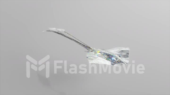 A diamond stingray floats on a light background. The concept of nature and animals. 3d animation of seamless loop