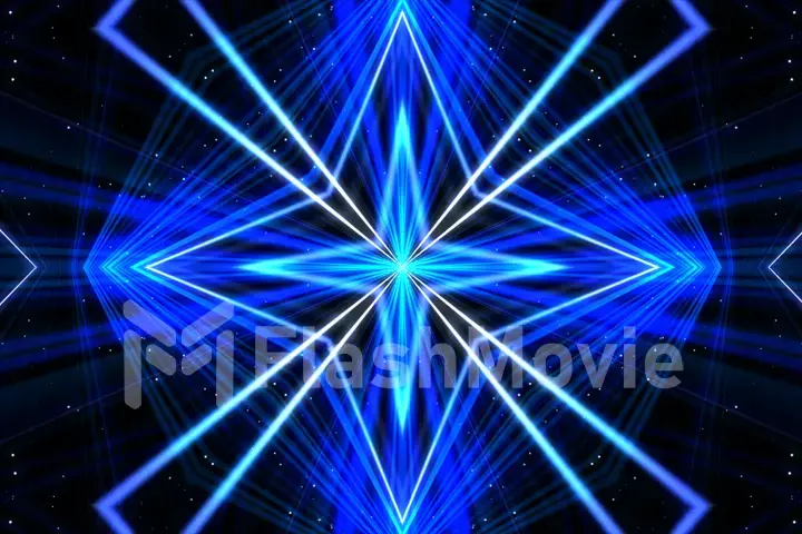 VJ Fractal blue kaleidoscopic background. Background motion with fractal design. Disco spectrum lights concert spot bulb. 3d illustration