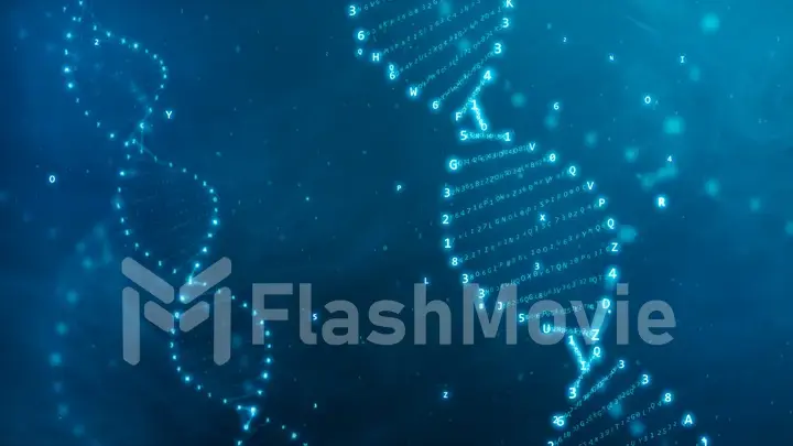 DNA rotation from hexadecimal code 3d illustration