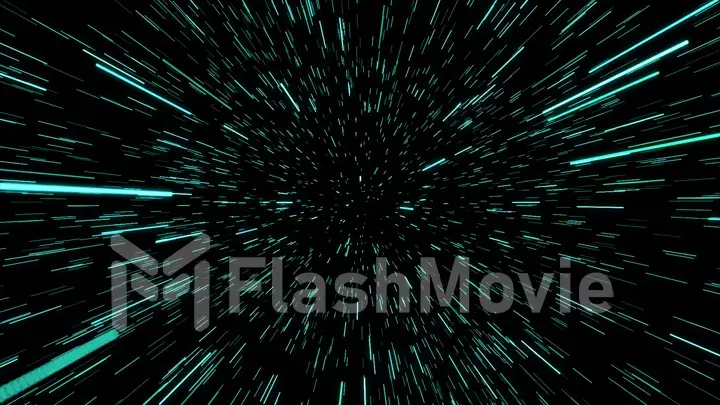 Abstract of warp or hyperspace motion in blue star trail. Exploding and expanding movement. Illustration