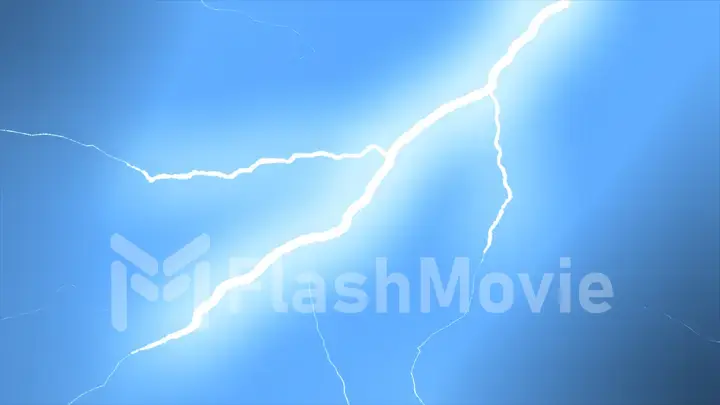 Several lightning strikes over black background. Blue. Electrical Storm. 3d illustration