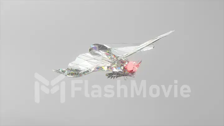 Flying diamond dragonfly. The concept of nature and animals. Low poly. White color. 3d illustration