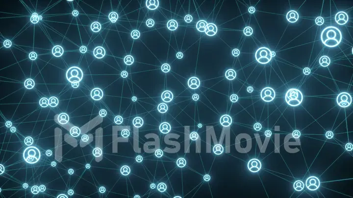 Connecting people on the internet, nodes transforming. Social network connections 3d illustration