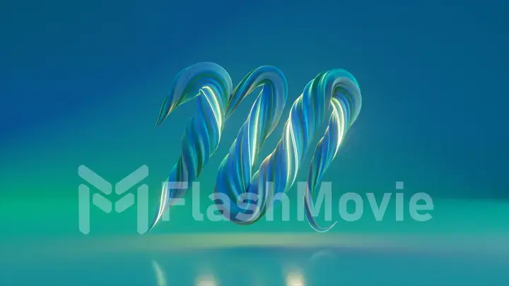 Collection Winding Alphabet. Unique twisted letters. Blue. Letter M. 3d Illustration