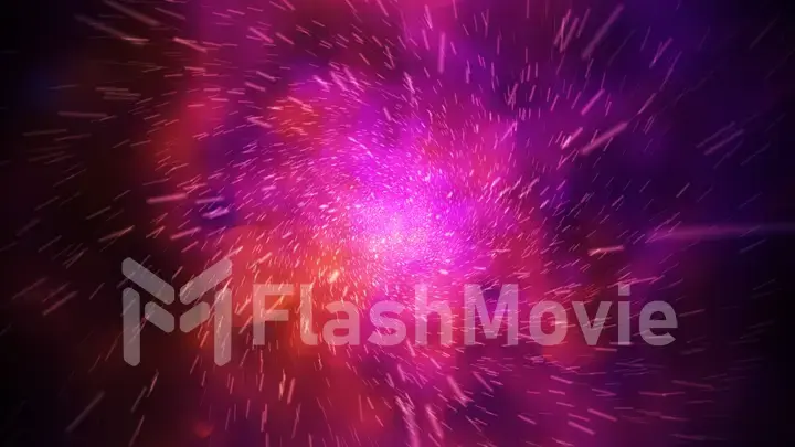 Crazy fast flight in hyperspace of space among nebulae and stars with flares 3d illustration