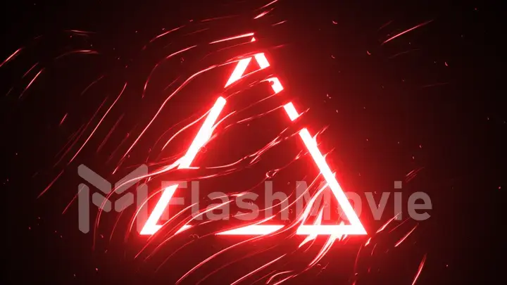 Flashing wires and triangle. Abstract club composition with neon flashes. 3d illustration