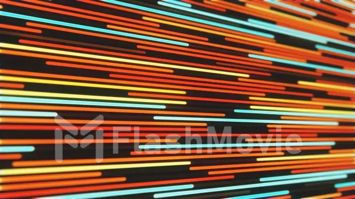 Abstract background of glowing neon red and orange lines 3d illustration