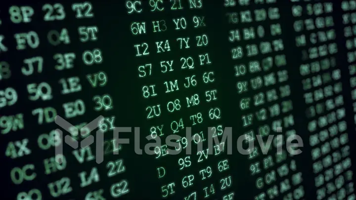 Hexadecimal abstract green code running up a computer screen.