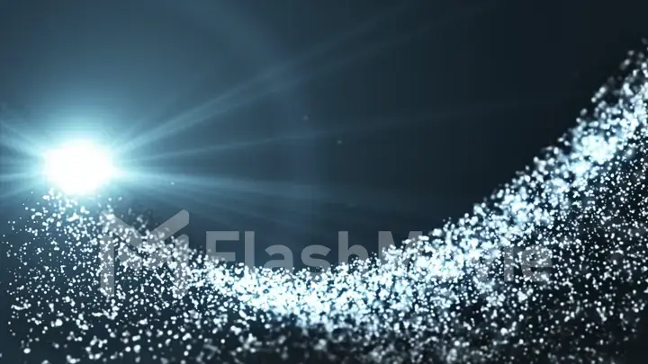 Abstract glowing dots, in a space with a bright flash