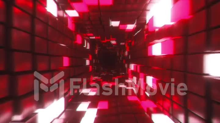 Abstract flying in futuristic corridor