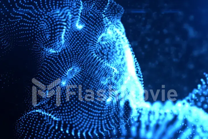Abstract blue computer girl face 3d illustration