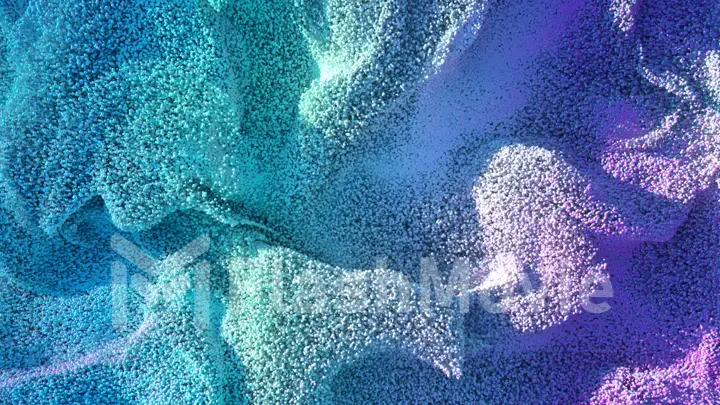 Abstract background with floating particles with depth of field. Wave with millions of particles. Digital technology. Futuristic wave. Modern trendy design for banner or poster. 3d illustration