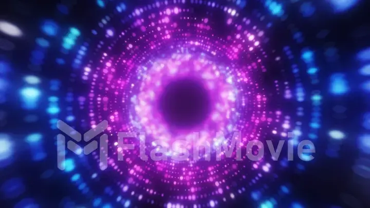 Bright abstract wavy motion background. Neon ultraviolet lamps. Glowing points of the spiral tunnel. Bright bright points. laser light. Modern pink and blue color spectrum. 3d illustration