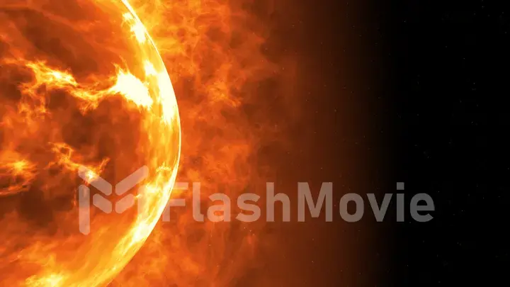 Sun surface with solar flares. Abstract scientific background. 3d illustration