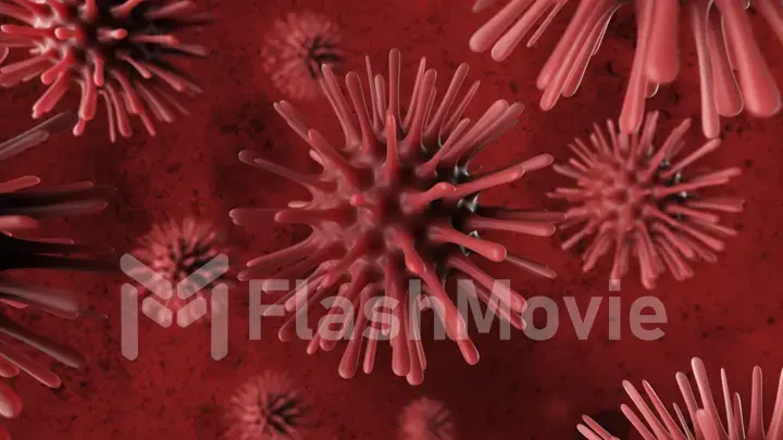 A deadly coronavirus bacterium under a microscope. Pathogen outbreak of bacterium and virus, disease causing microorganisms like the Coronavirus. 3d illustration