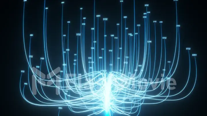 Growing tree transmitting internet cloud computing data. The concept of network technologies, neural networks or artificial intelligence 3d illustration