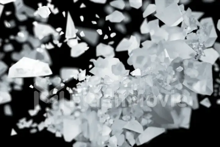 Ice cube explosion in slow motion 3d illustration