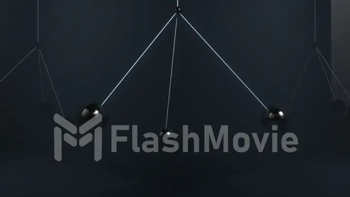 Metal balls swing in the air without colliding with each other. 3d illustration