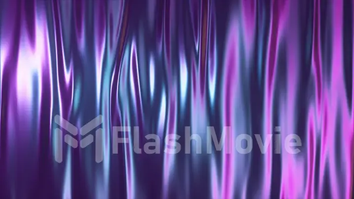 Abstract holographic oil surface background, foil wavy surface, wave and ripples, ultraviolet modern light, neon blue pink spectrum colors, 3d render graphic design, 3d illustration