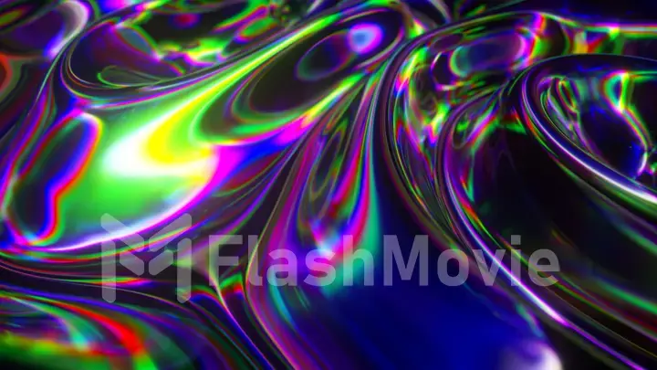 Colorful abstract animated background. The movement of a transparent multi-colored glass surface. Active movement of the liquid effect. Conceptual art. Rainbow gradient. 3d illustration