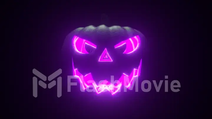 Endless flight through Halloween pumpkins with scary faces. Camera movement through the pumpkins. 3d illustration