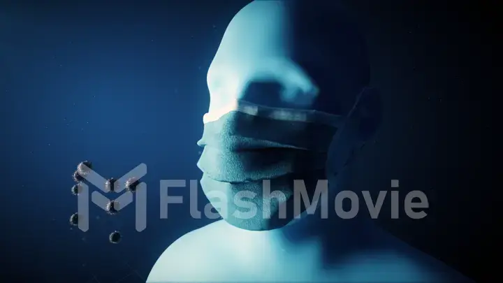 Medical concept animation showing the importance of wearing medical masks. Protective equipment against covid-19 and other respiratory diseases. 3d illustration