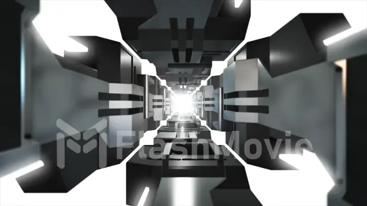 3d illustration futuristic design space ship interior infinite corridor