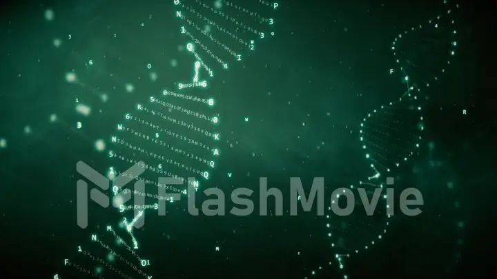 DNA rotation from hexadecimal code 3d illustration