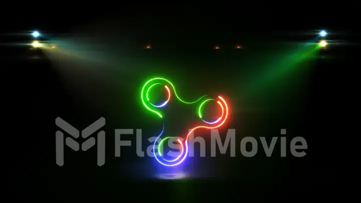 Glowing rotating red green and blue spinner illustration