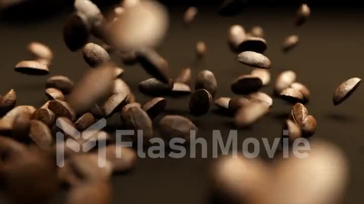 Falling coffee beans in slow motion