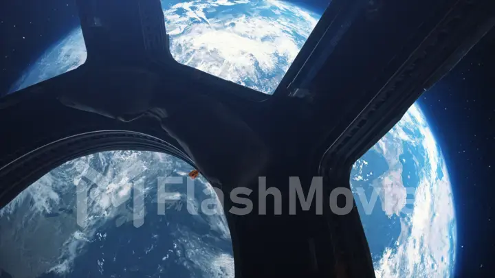 Earth view from space from the window of the international space station 3d illustration, element of this image finished by nasa