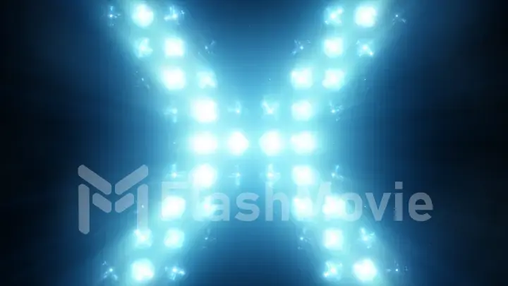 Bright Floodlight Flash on the wall VJ Stage 3d illustration. Blinder Blinking lights Flash club Flashlights Disco lights Matrix Incandescent light Lamp Halogen headlamp lamp Night club off