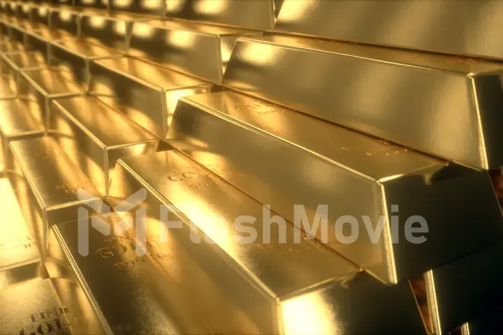 3d illustration of stairs made of gold bars or bullions. Success or getting rich concepts