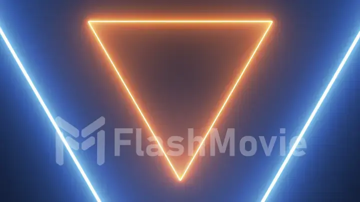 Abstract background with neon triangles 3d illustration