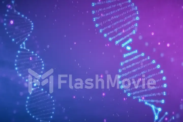 DNA from binary code in retro futuristic style 3d illustration