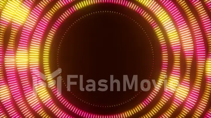 Visualization of a glowing circle. Pink-yellow. 3d illustration