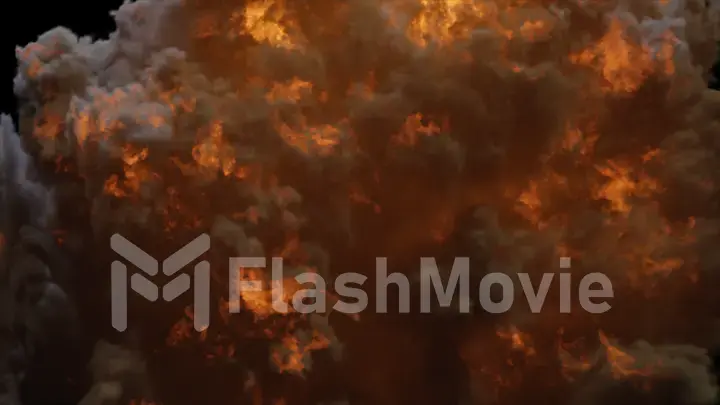 A realistic fiery explosion close up 3d illustration